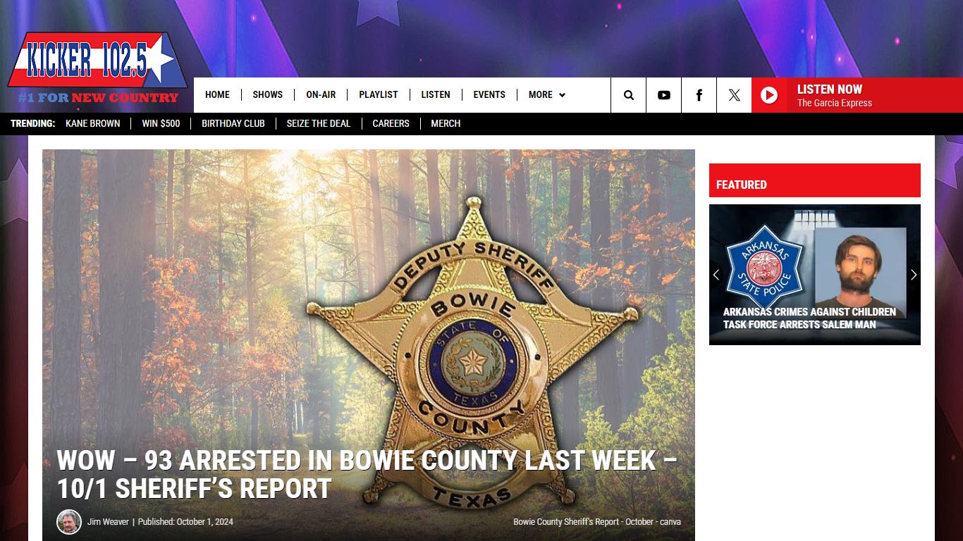 93 Arrested in Bowie County Last Week - 10/1 Sheriff's Report